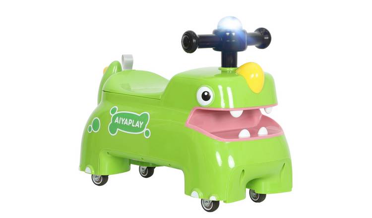 AIYAPLAY Dinosaur Under Seat Storage Lights Music Kids Sliding Car - Green