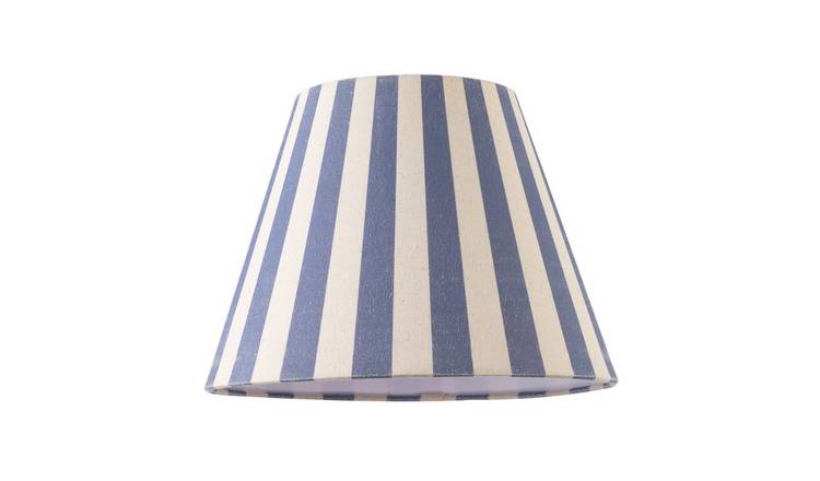 Happy Homewares Amparo Blue and Oatmeal Linen Striped Coolie Lampshade - 25cm