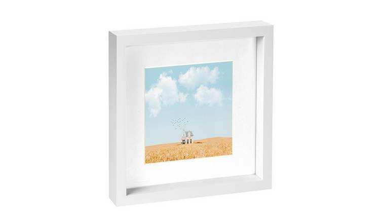 Nicola Spring 3D Box Photo Frame - 10" x 10" with Mount - White
