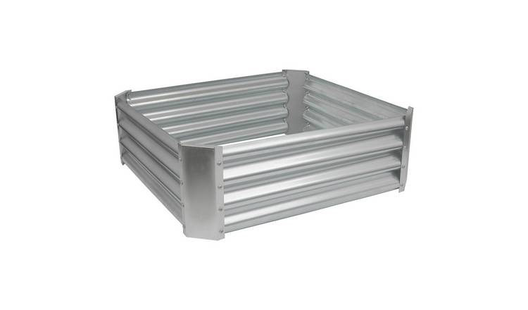Harbour Housewares Square Steel Raised Garden Bed - 90cm x 90cm - Silver