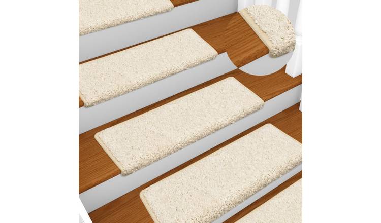 Walplus Pack of 10 Rectangular Needle-Punched Stair Mats - White - 65 x 21 cm