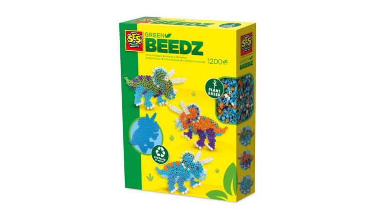 SES Creative Green Beedz Triceratops Iron On Beads Craft Set
