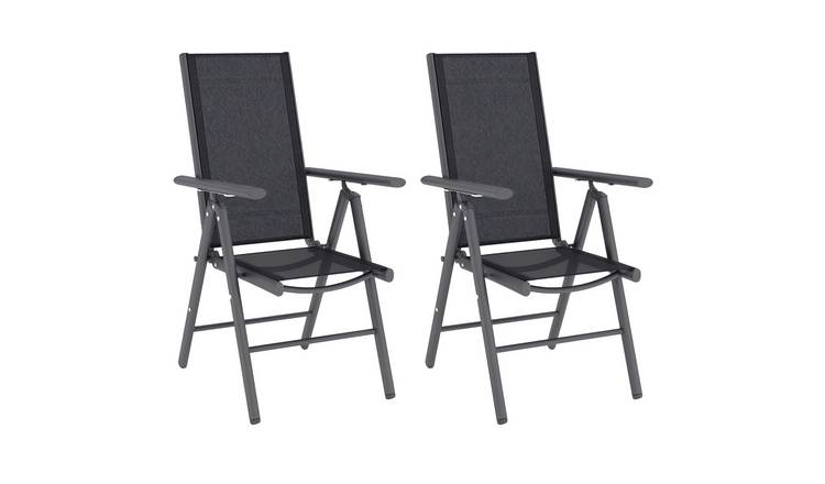 Outsunny Set of 2 Aluminium Foldable Garden Chair - Dark Grey