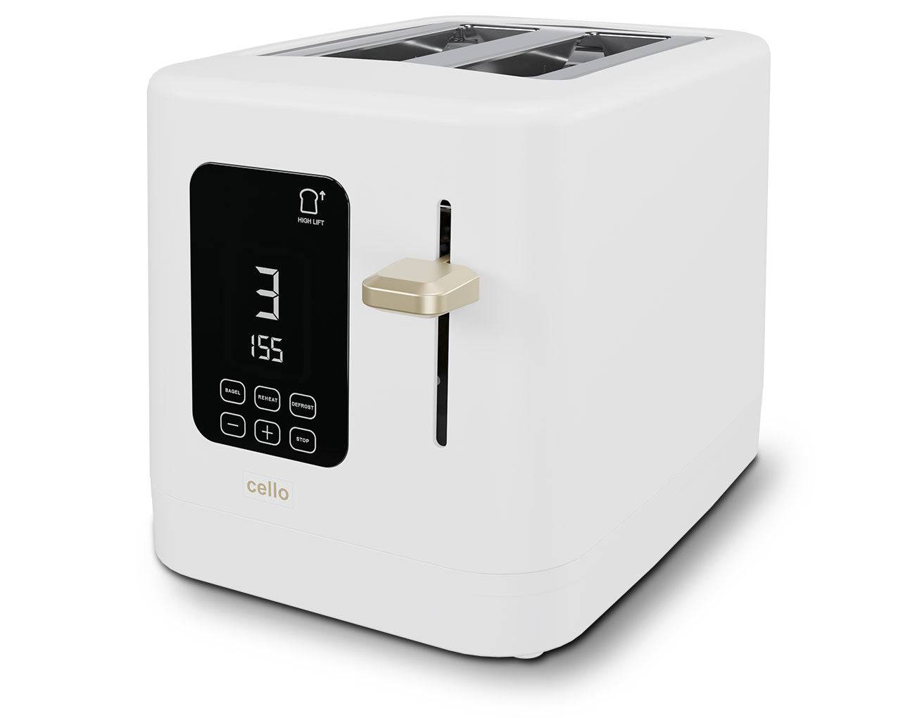 Cello 2 Slice Toaster with Touch Control and Timer - White - Image 2