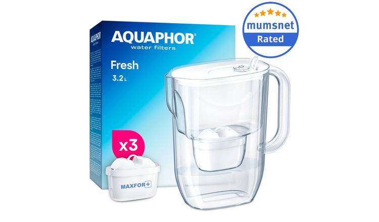 AQUAPHOR 3.2L Fresh Water Filter Jug with 3 Maxfor+ Cartridges - White