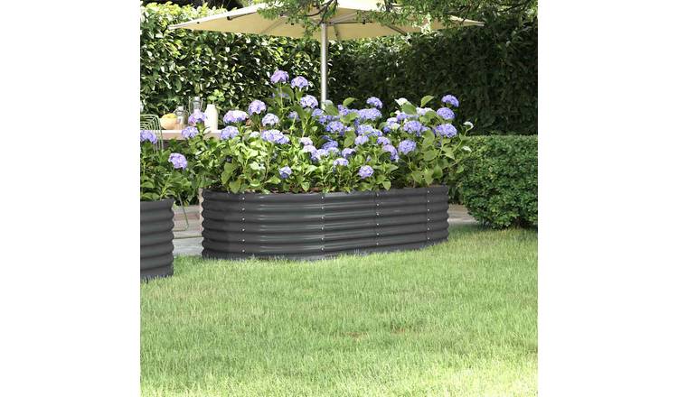 Walplus Galvanised Steel Raised Garden Bed - Anthracite - 152 x 80 x 36 cm