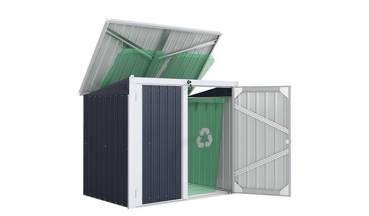 Outsunny Metal Waterproof Garden Shed with Chain Lid - Black