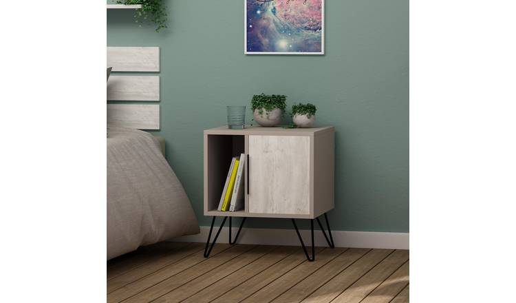 Decortie Glynn Particleboard Bedside Table - Mocha & Ancient White