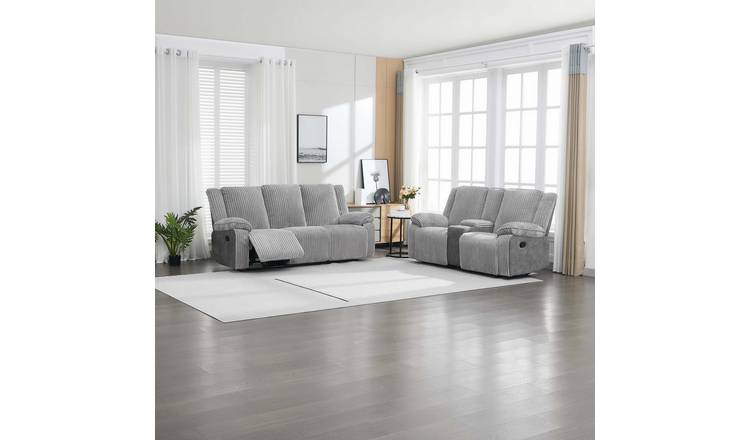 Furniture Online Verona Manual Recliner Cord 3+2 Seater Sofa Set - Grey
