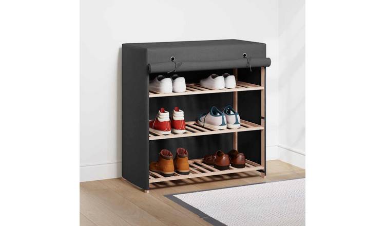 Walplus Solid Wood Shoe Cabinet - Grey - 79 x 40 x 80 cm