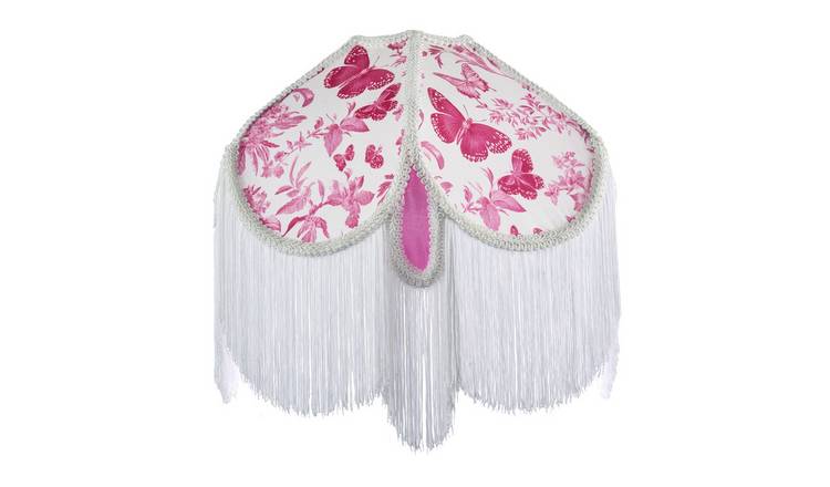Happy Homewares Pink Butterfly Victorian Vintage with Oval Lampshade - 35cm