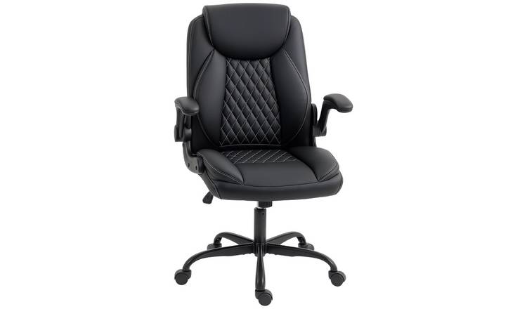 HOMCOM Faux Leather Adjustable Office Chair with Thick Cushion - Black