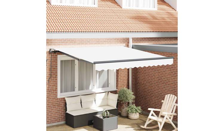 Walplus Aluminium Retractable Awning - White - 300 x 250 cm