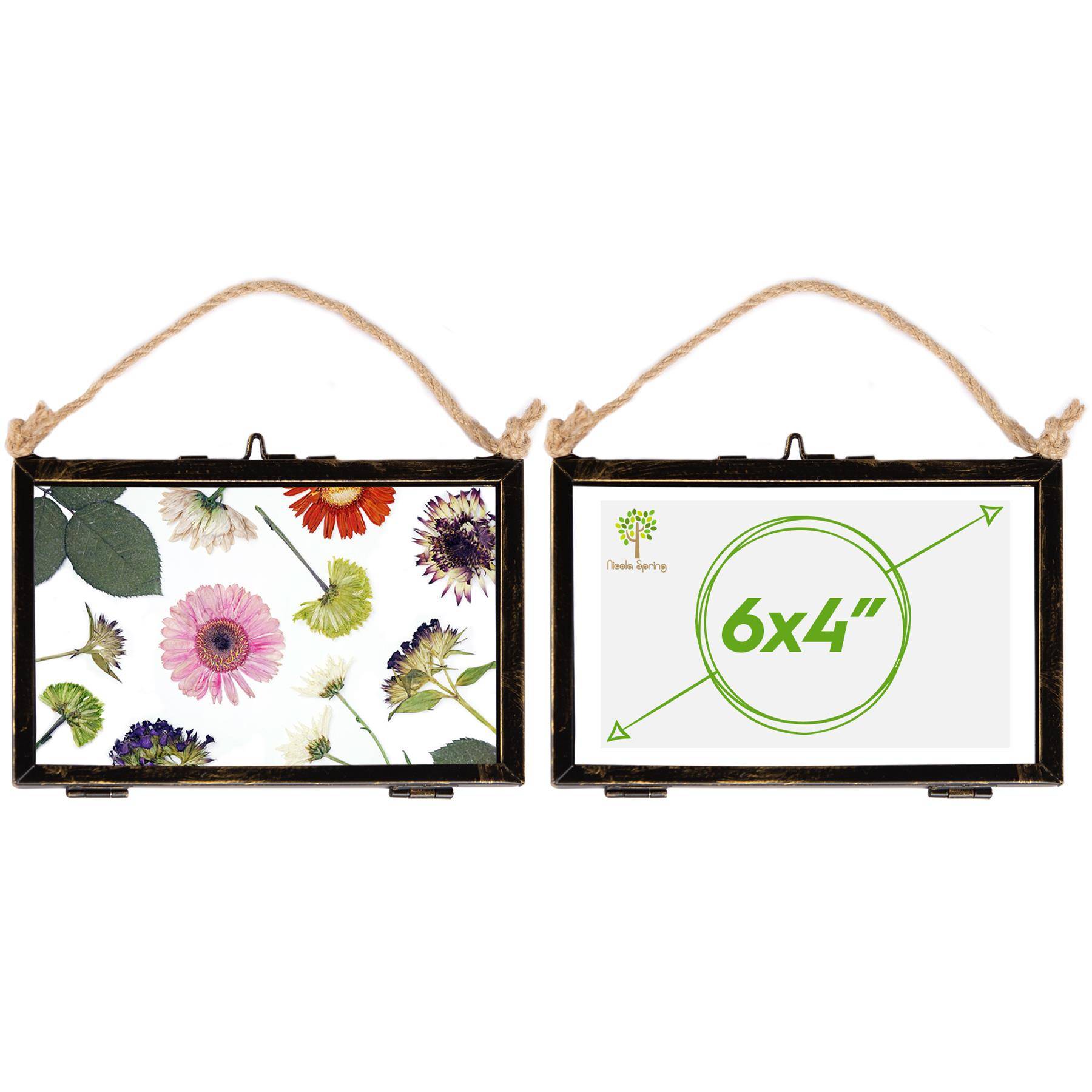Nicola Spring Hanging Metal Photo Frame 6 x 4" Set of 2 - Black - Image 1