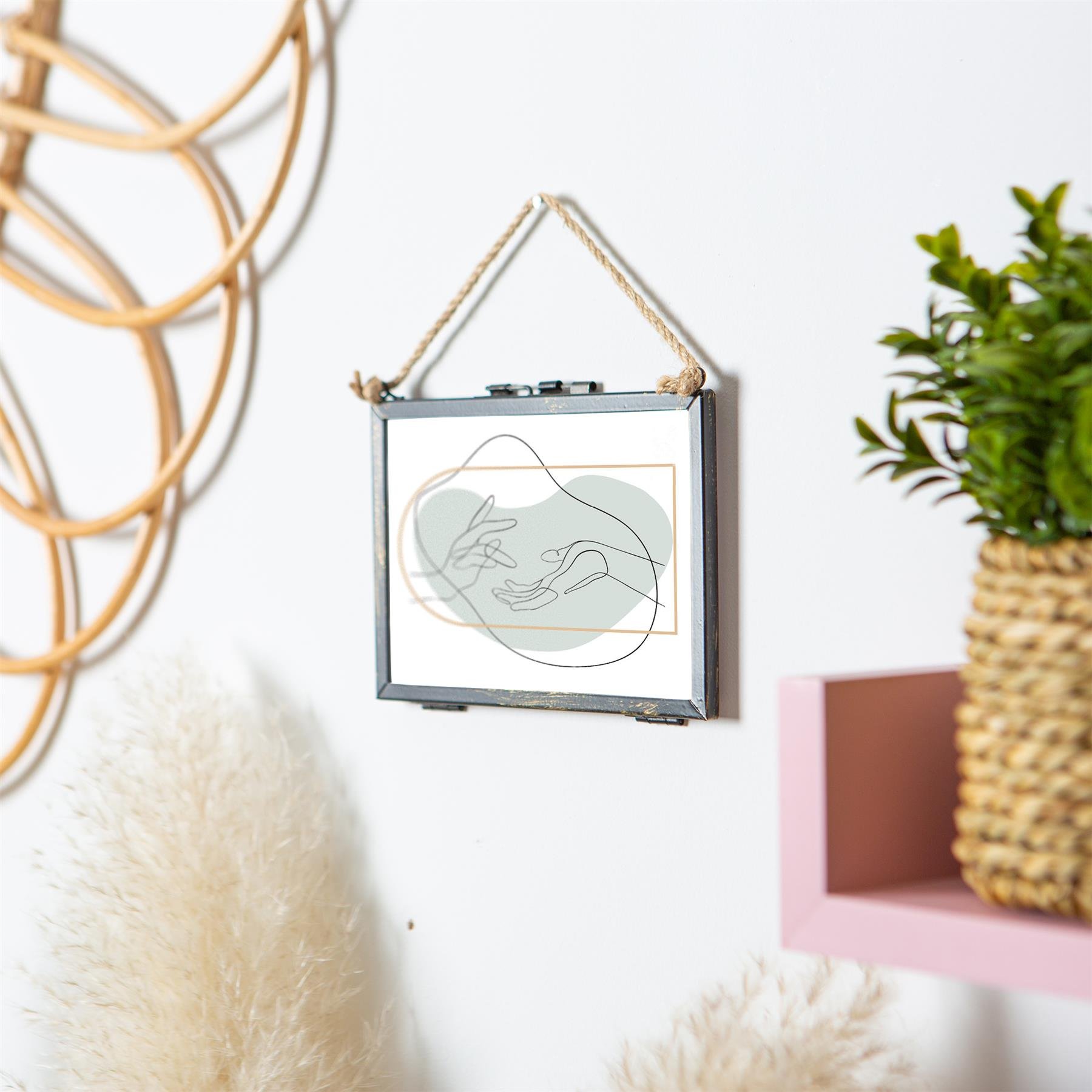 Nicola Spring Hanging Metal Photo Frame 6 x 4" Set of 2 - Black - Image 3
