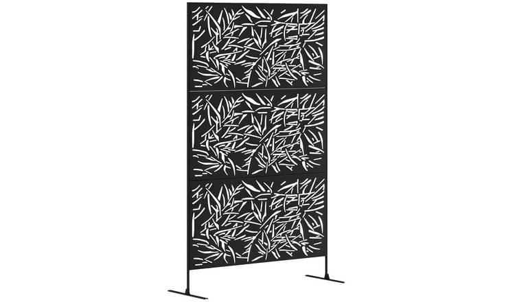 Outsunny Bamboo Freestanding Room Divider with Expansion Screws - Black