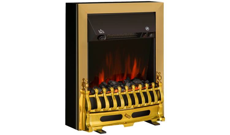 HOMCOM LED Electric Fireplace with LED Light - Golden