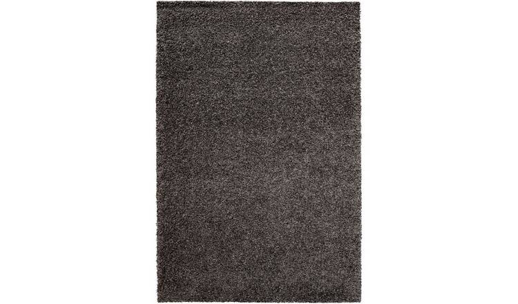 Mega Flooring Black Shaggy Plain Rug - 65 x 130cm