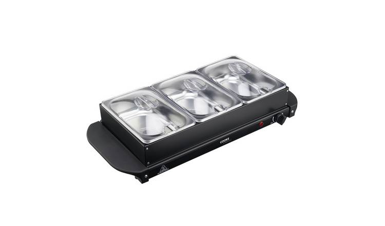 Cooks Professional 3 Section Buffet Warmer 4.5L with Hotplate Function - Black