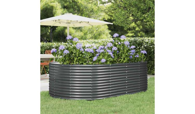 Walplus Galvanised Steel Raised Garden Bed - Anthracite - 212 x 140 x 68 cm