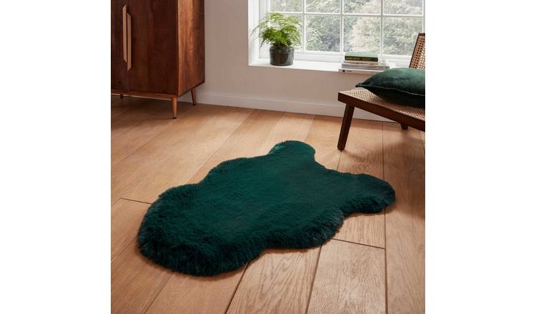 Mega Flooring Green Shaggy Plain Rug - 60 x 90cm