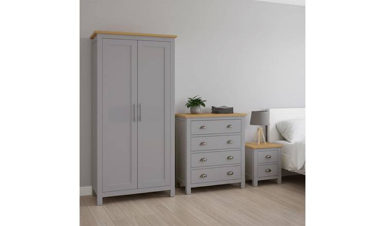 Home Treats Berlin Bedroom Furniture Set 3 Piece - Grey & Pine