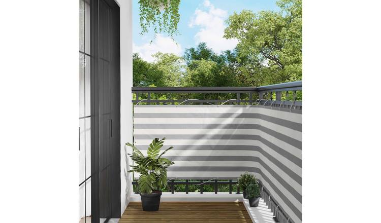 Walplus Polyester Oxford Balcony Screen - Light Grey and White - 90 x 300 cm