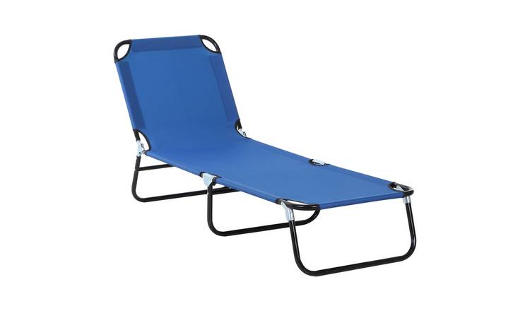 Outsunny Steel and Oxford Fabric Sun Lounger - Blue