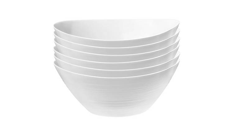 Bormioli Rocco Prometeo Oval Glass Salad Bowls - White - Pack of 6
