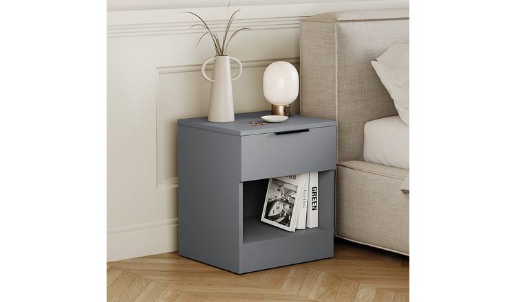 Vida Designs Trega 1 Drawer Bedside Chest - Grey