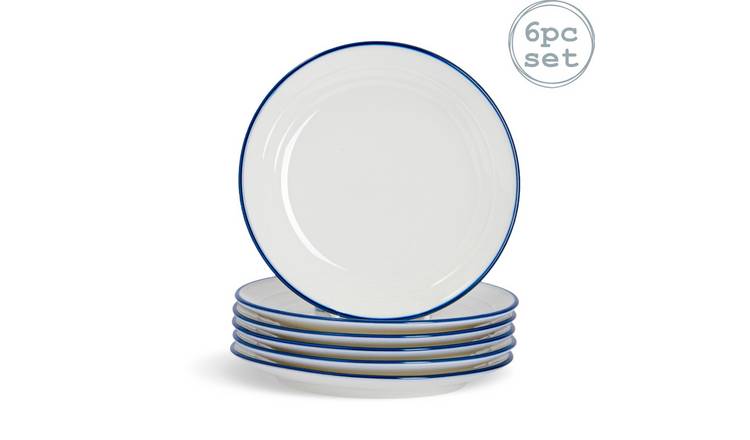 Nicola Spring White Farmhouse Dessert Plates - Pack of 6
