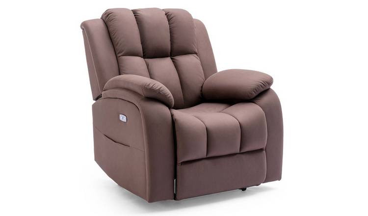 Furniture Online Brookline Electric Tech Fabric Recliner USB Chair - Mocha
