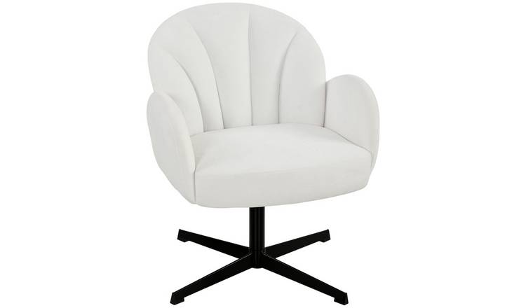 HOMCOM Velvet Modern Swivel Accent Chair with Spring Cushion - Cream