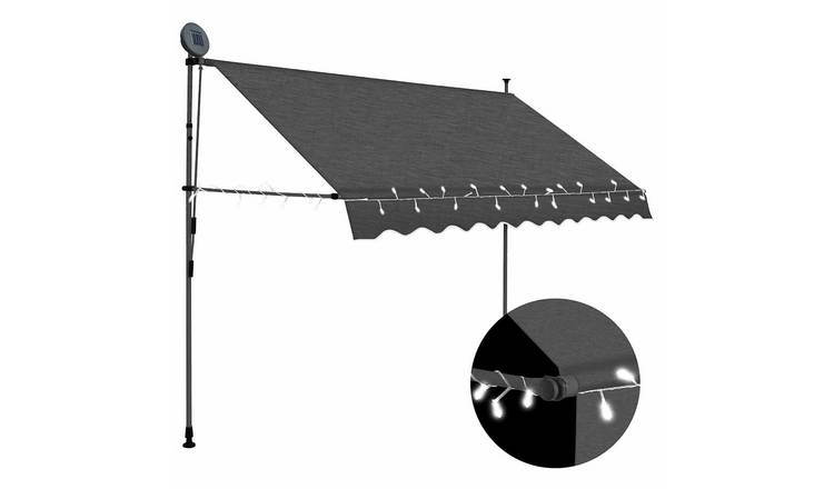 Walplus Electric Polyester Retractable Awning - Anthracite - 250 x 120 cm