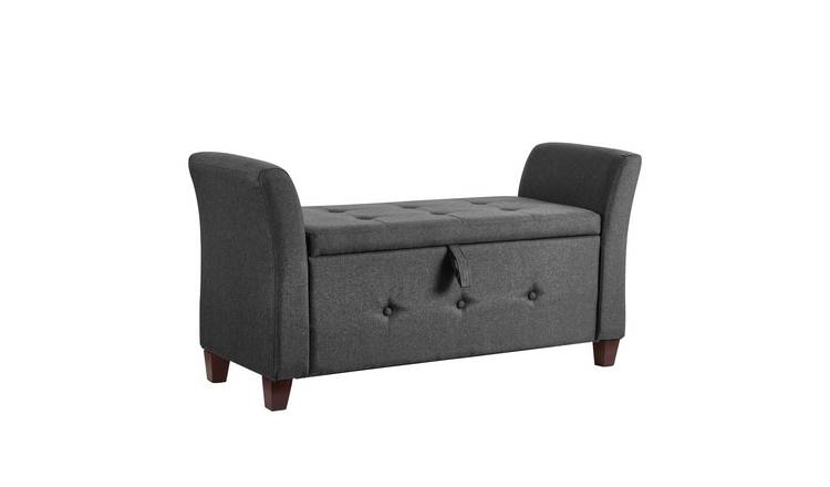 Vida Designs Seville Linen Storage Ottoman - Dark Grey