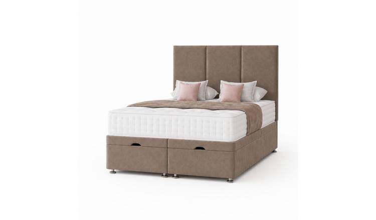 Comfy Deluxe 4ft Small Double End‑lift Ottoman Plush Storage Bed Set - Beige