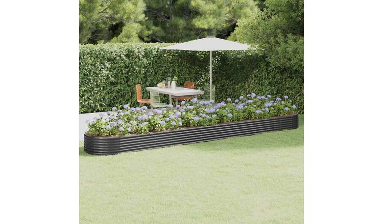 Walplus Galvanised Steel Raised Garden Bed - Anthracite - 544 x 100 x 36 cm