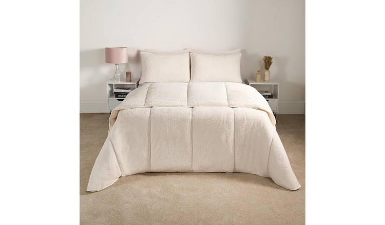 OHS Teddy Fleece 10.5 Tog Thermal Coverless Duvet Set Cream - Double