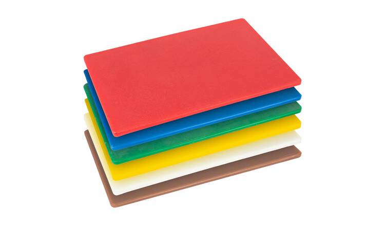 Argon Tableware 6 Piece Colour-Coded Plastic Chopping Board Set - Multi