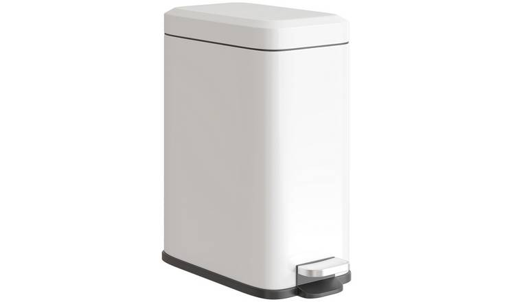 HOMCOM 5L Rectangular Bathroom Bin - White