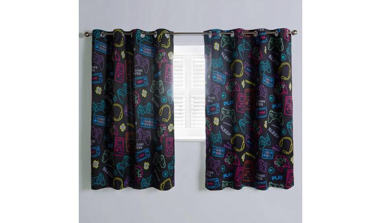 OHS Kids Gaming Blackout Curtains 117 x 183cm - Black