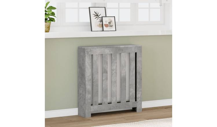Walplus Vertical Slats Radiator Cover - Concrete Grey - 78 x 20 x 82 cm