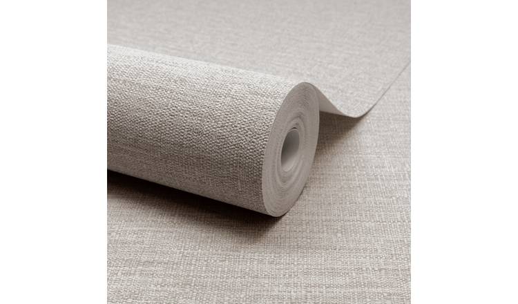 Grandeco Telma Slubbed Fabric Hessian Textured Wallpaper - Griege