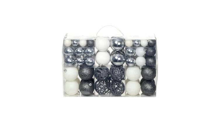 Walplus Pack of 100 Christmas Baubles - White and Grey - 6 x 6 cm