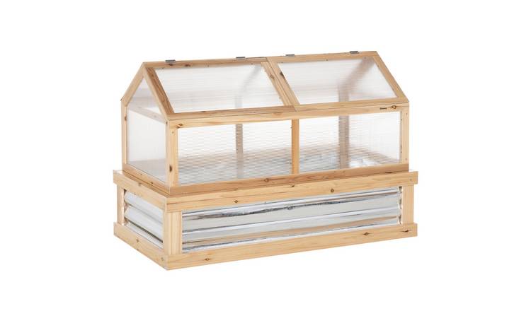 Outsunny Wooden Cold Frame Raised Garden Bed – Natural