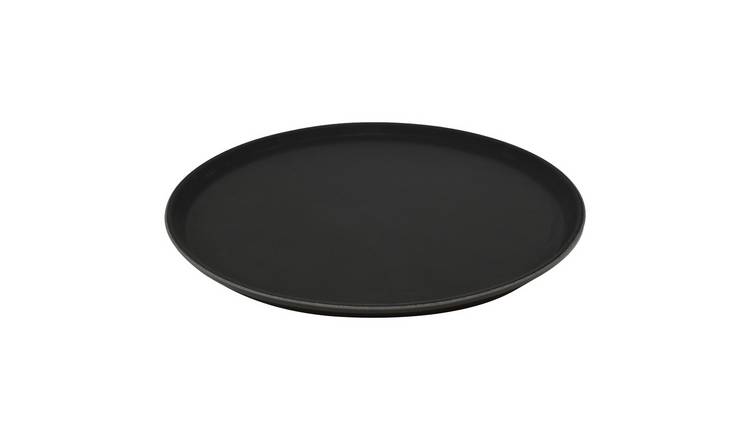 Argon Tableware Round Non-Slip Serving Tray - Black