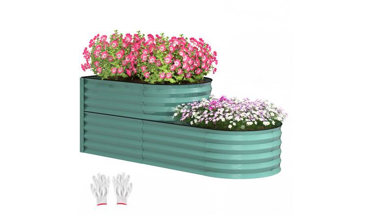 Outsunny Metal Raised Garden Bed with Open Bottom - Green