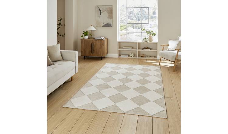 Mega Flooring Beige Modern Geometric Rug - 80 x 150cm
