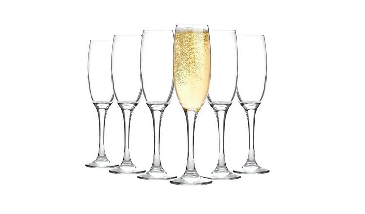LAV Venue Glass Champagne Flutes - 220ml - Clear - Pack of 6