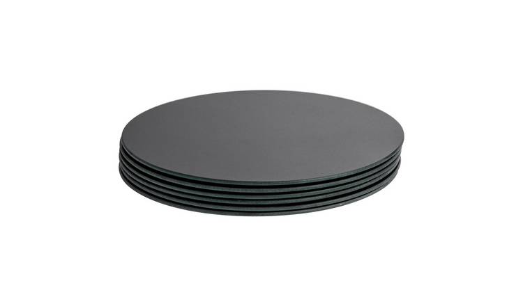 Harbour Housewares Round Glass Placemats - Black - Pack of 6